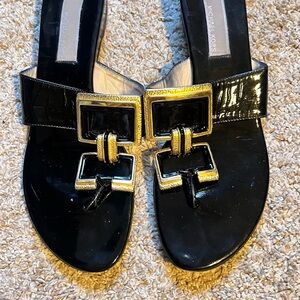 Michael Kors Black Sandals with Gold Buckles